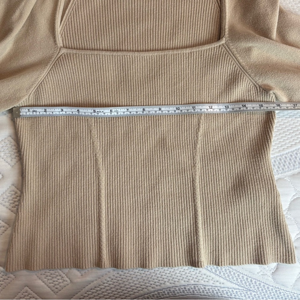 MELROSE AND MARKET Blouson Sleeve, 
Corset Sweater in Beige size M - Picture 4 of 5